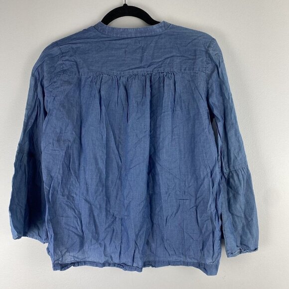 Loft Womens The Softened Shirt Size XS Blue Chambray Top Cotton Lyocell Blend - Picture 6 of 9
